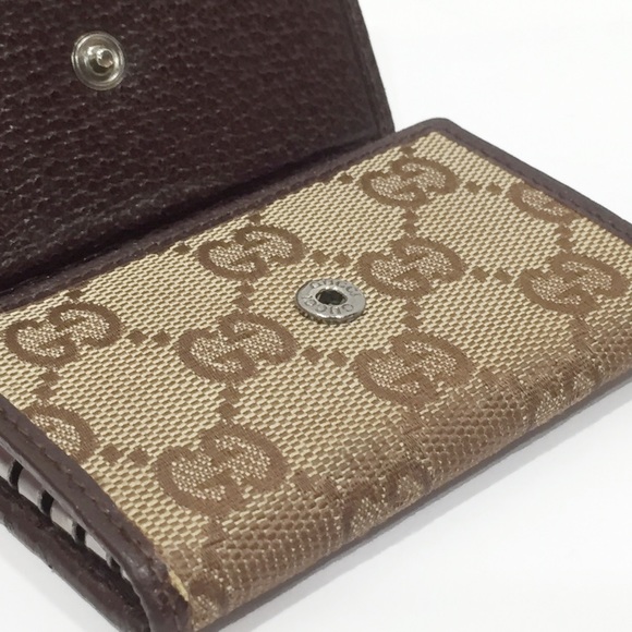 Gucci brown distressed monogram canvas and leather key wallet - Picture 6 of 12